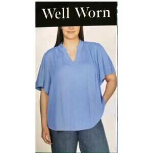Well Worn Ladies' Split Neck Short Sleeve Blouse Xs